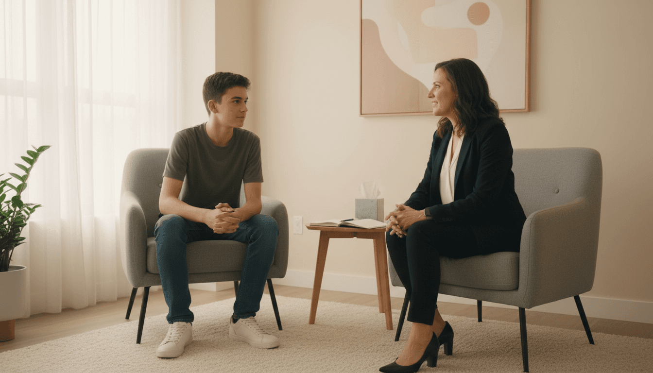 teenager and parents in family therapy